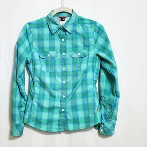 The North Face Vapor Wick Women Long Sleeve Plaid Button Down Shirt  XS